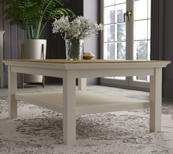 Hanah Home Mesa de café FRN-21024 en Crema, Roble y Gris Hanah Home Mesa de café FRN-21024 en Crema, Roble y Gris